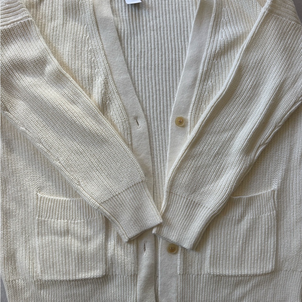 J. Crew Ivory V neck Cotton Blend Sweater - Picture 2 of 3